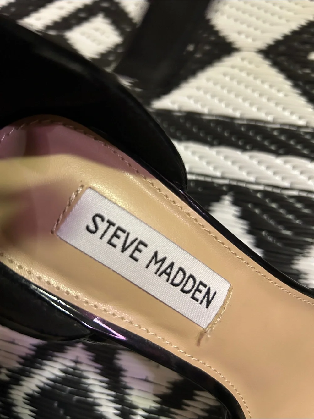 Steve Madden Black Patent Platform Block Heel Sandals